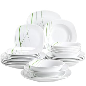 OEM Juego De Vajilla De Porcelana De 24 Piezas, Ecol&oacute;gico Y Apto Para Lavavajillas