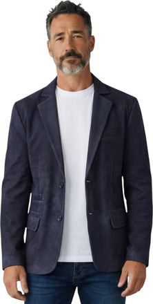 Infinity Leather Mens Italian Navy Suede Leather Blazer Jacket - Trabzon