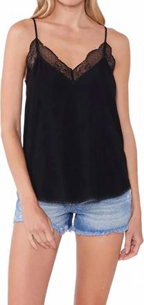 Lovestitch Spaghetti Strap Lace Trim Cami Top In Black