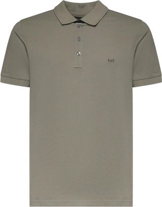 Fay Polo Collar Piquet Str. Bicolor - Heren - Polos - Grijs - 2XL - Katoen - Tops
