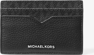 Michael Kors Hudson Pebbled Leather and Signature Logo Money Clip Card Case