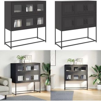vidaXL Credenza Nera 100,5x39x107 cm in Acciaio Laminato a Freddo - Credenza nera - Credenza da cucina
