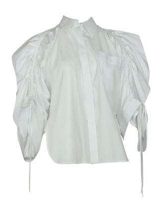 Antonio Berardi Oversized Ruffled Ruched Shirt in White Cotton