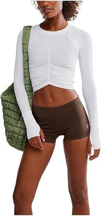 Free People Movement Tempo Ruched Long Sleeve Womens Workout White : XS (Womens 0-2), Elastane/Polyester