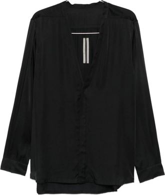 Rick Owens Overhemden, Dames, Zwart, S, Satijn, Larry Shirt