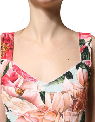 Dolce & Gabbana Womens Multicolor Floral Print Viscose Sheath Dress Elastane Nylon