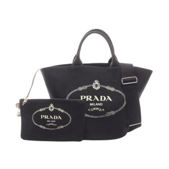 Prada Pre-owned Tote Bags, female, Black, Size: ONE SIZE Pre-owned Canvas Tote Bag