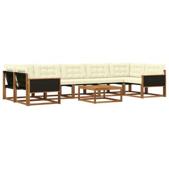 vidaXL Conjunto De Sof&aacute;s De Exterior Con Coj&iacute;n 8 Pcs Natural Y Crema Vidaxl