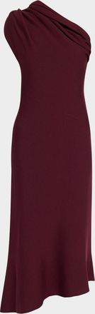 Khaite Coast Pleated Asymmetric Knit Maxi Dress