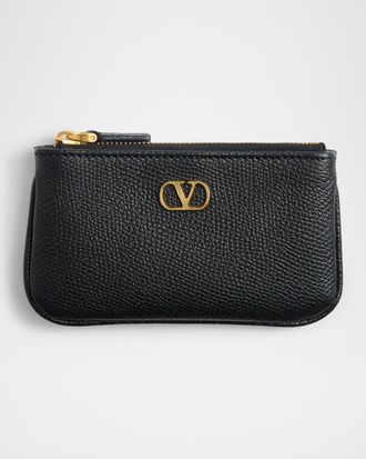 【関税込み】Zv Pass Monogrammed Card Case - Zadig & Voltaire ZV Pass Card Holder- Silver-Tone Metallic Grained Leather