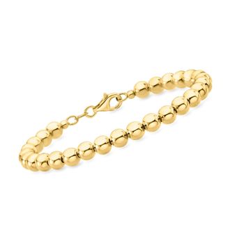 Ross-Simons Italian 6mm 18kt Gold Over Sterling Bead Bracelet