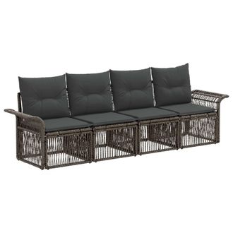 vidaXL Conjunto De Sof&aacute;s De Jard&iacute;n 4 Pcs Gris Rat&aacute;n Sint&eacute;tico Vidaxl
