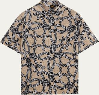 Loewe x Paulas Ibiza Mens Towel Terry Jacquard L-Script Short-Sleeve Shirt