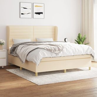 vidaXL Vidaxl - Cama Box Spring Con Colch&oacute;n Tela Color Crema 180x200 Cm