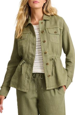 Tommy Bahama Two Palms Linen Utility Jacket in Dark Fern at Nordstrom, Size X-Large