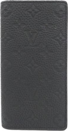 Louis Vuitton Black Leather Long Wallet (Bi-Fold) (Pre-Owned)