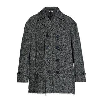 Comme Des Gar&ccedil;ons Double-Breasted Coats, unisex, Gray, Size: S Double-Breasted Herringbone Coat