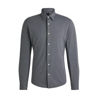 BOSS Slim-fit shirt in melange performance-stretch jersey