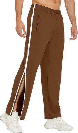 Generic Mens Tear Away Track Pants Side Full Zip Jogging Trousers Zip-Off Trousers with Pocket Basketball Full-Opening Sweatpants Leg Loose Fit Casual Sportsw