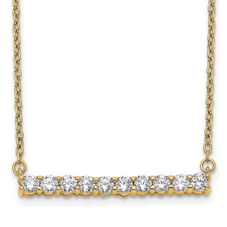 Diamond2Deal 14K Gold 1/2 Ct Lab Grown Diamond Bar Pendant Necklace Clarity VS, Color G-H