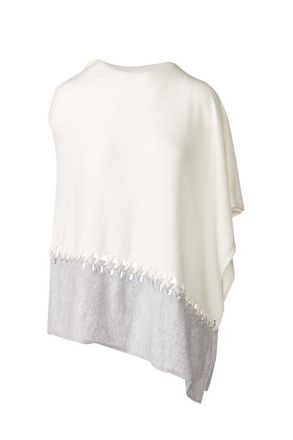 Kinross Cashmere Twist Stitch Poncho in Pearl/silver at Nordstrom