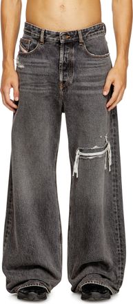 Diesel Relaxed Jeans Low Waist D-Rise, Black/Dark grey, Button fly
