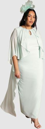 Coast Plus Chiffon Cape Maxi Dress in Mint at Nordstrom, Size 14