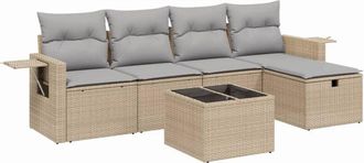 vidaXL Vidaxl - Juego De Sof&aacute;s Jard&iacute;n Con Cojines Beige Mezcla 6 Pzas Rat&aacute;n Pe