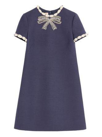 Valentino Garavani Wool And Silk Embroidered Dress