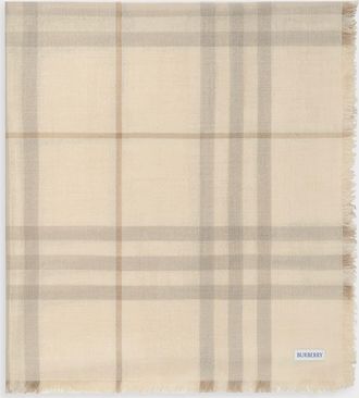 Burberry Wide Reversible Check Wool Silk Scarf