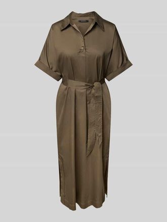 Comma Midikleid mit Bindeg&uuml;rtel in Oliv, Gr&ouml;&szlig;e 38