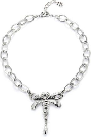 UNOde50 Sterling Silver Plated Chain Necklace with Central Dragonfly at Nordstrom