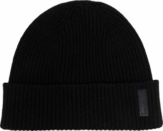 Giorgio Armani Zwarte Cashmere Chunky Gebreide Muts - Heren - Hoeden - Zwart - M - Kasjmier - Accessoires