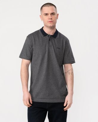 Boss Orange by Hugo Boss Oxford New Mens Contrast Collar Short Sleeve Polo Shirt - Dark Blue Cotton - Size X-Large