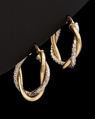 Italian Gold, Inc 14K Two-Tone Italian Gold Intertwined Hoops