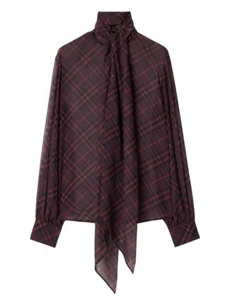 Burberry Geruite blouse - Rood