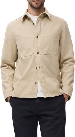 Mango Cotton Denim Overshirt in Beige at Nordstrom, Size Medium