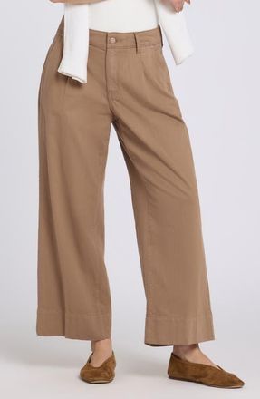 NYDJ Teresa Pleated High Ankle Waist Wide Leg Jeans in Toasted Coconut at Nordstrom, Size 18