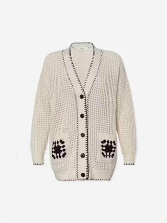 Frame Denim Crochet Pocket Cardi In Namu