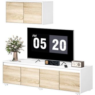 HOMCOM Set 2 Pezzi in Truciolato Mobile TV e Mobile Multiuso a Parete