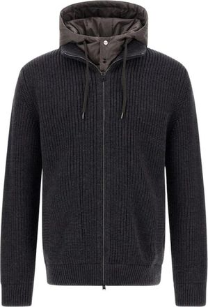 Herno Full Zip Knit Cardigan - Heren - Vesten - Grijs - S - Wol - Truien & Vesten
