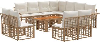 vidaXL Conjunto De Sof&aacute;s De Jard&iacute;n 12 Uds. Natural Y Crema Vidaxl