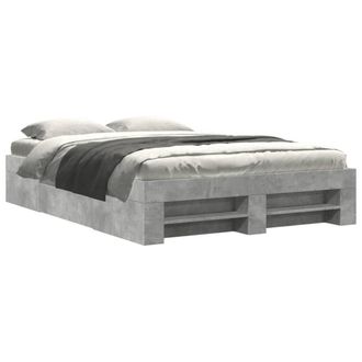 Berkfield Home Bed Frame without Mattress Concrete Grey 135x190cm Engineered Wood | Size: 135x190 cm