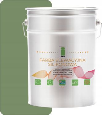 OEM Pintura De Silicona Para Fachadas Verde Oliva 5l + Antialgas
