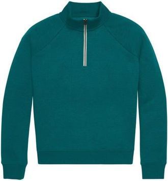 primary Womens Fit Cozy Fleece Quarter-Zip Sweatshirt in Heather Spruce at Nordstrom, Size Medium