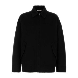 Valentino Garavani Bomber Jackets, male, Black, Size: M Black Wool Blend Oversize Jacket