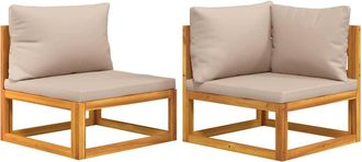 vidaXL Sof&aacute;s De Jard&iacute;n 2 Pzas Con Cojines Madera Maciza Acacia Vidaxl