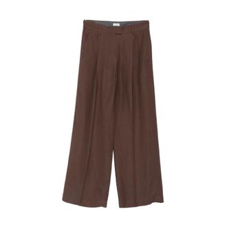 Brunello Cucinelli Brunello Cucinelli, Wide Trousers, female, Brown, Size: S Sartorial Wide Trousers