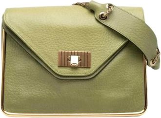 Chlo&eacute; Pre-owned Sally - Dames - Vintage Schoudertas - Groen - ONE Size - Leer - Vintage