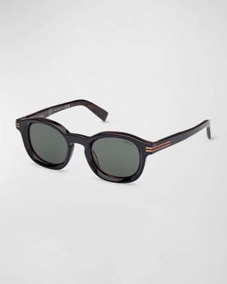 Ermenegildo Zegna Mens AURORA I Acetate Round Sunglasses